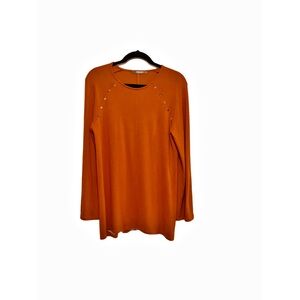Chic Long Raglan Sleeve Top in Vibrant Burnt Orange